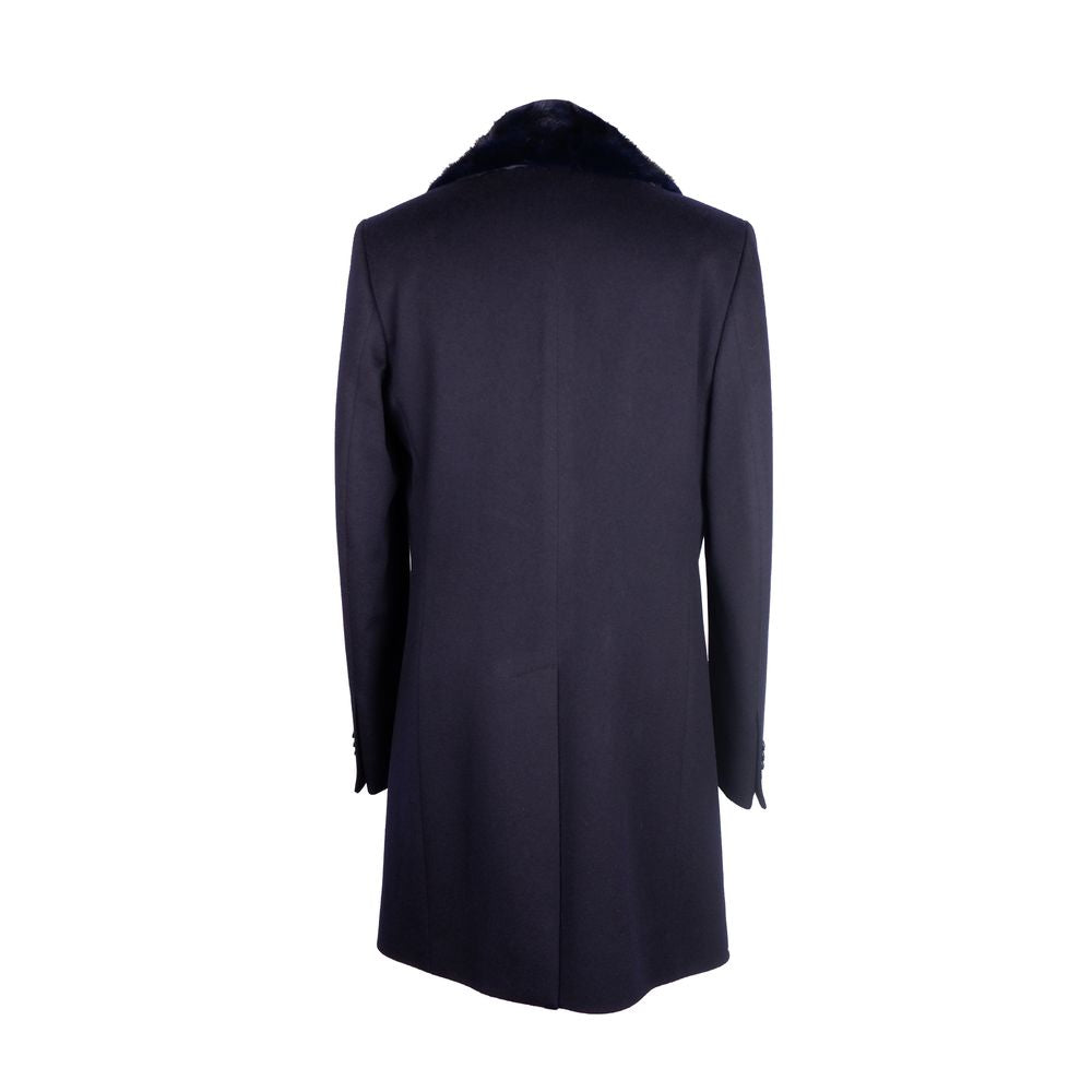 Made in Italy Elegant Virgin Wool Coat with Removable Mink Fur