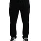 Dolce & Gabbana Elegant Black Cotton Joggers with Logo Embroidery