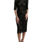 Dolce & Gabbana Elegant Black Floral Lace Midi Dress