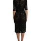 Dolce & Gabbana Elegant Black Floral Lace Midi Dress