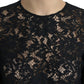 Dolce & Gabbana Elegant Black Floral Lace Midi Dress