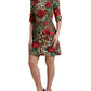 Dolce & Gabbana Elegant A-Line Leopard & Floral Dress