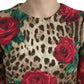 Dolce & Gabbana Elegant A-Line Leopard & Floral Dress