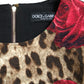 Dolce & Gabbana Elegant A-Line Leopard & Floral Dress