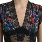 Dolce & Gabbana Floral Print Lace Trim Sheath Dress