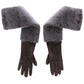 Dolce & Gabbana Elegant Gray Mink Fur Leather Elbow Gloves