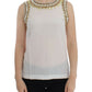 Dolce & Gabbana Elegant Sleeveless Silk Blouse with Crystal Embellishment