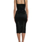 Dolce & Gabbana Elegant Black Lace-Up Midi Bodycon Dress