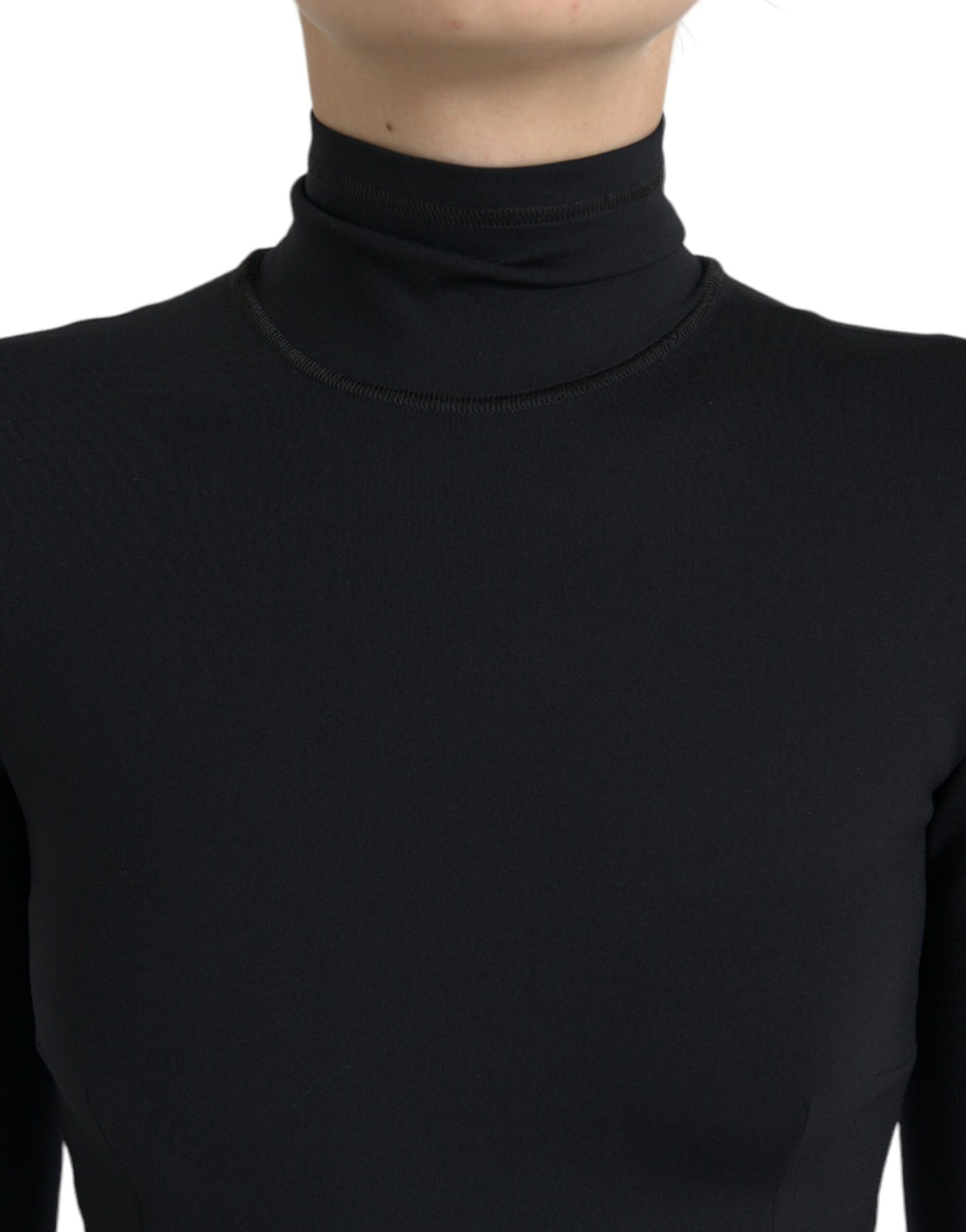 Dolce & Gabbana Elegant Black Bodycon Turtleneck Dress