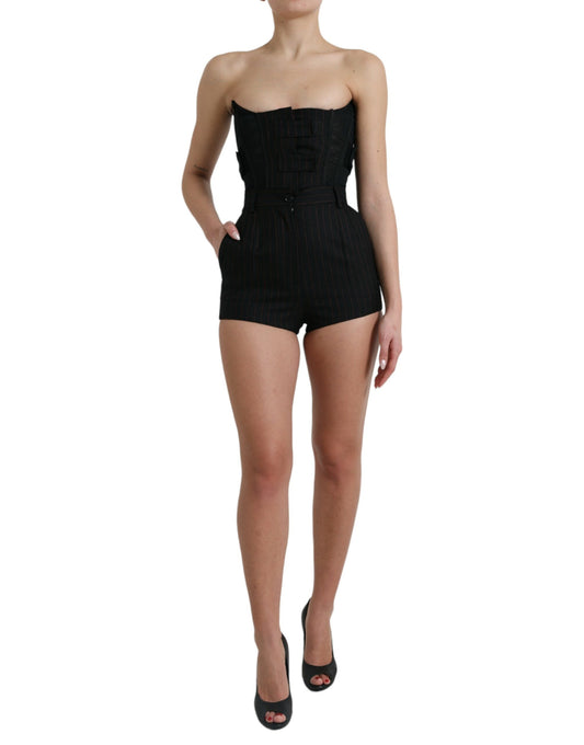 Dolce & Gabbana Elegant Wool Silk Strapless Romper Dress