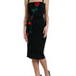 Dolce & Gabbana Elegant Floral Embroidery Wool Midi Dress