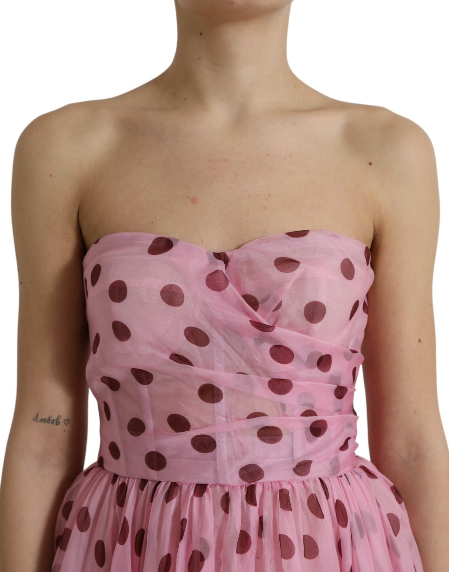 Dolce & Gabbana Chic A-Line Strapless Silk Dress in Pink