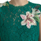 Dolce & Gabbana Elegant Lace Midi Dress with Floral Appliques