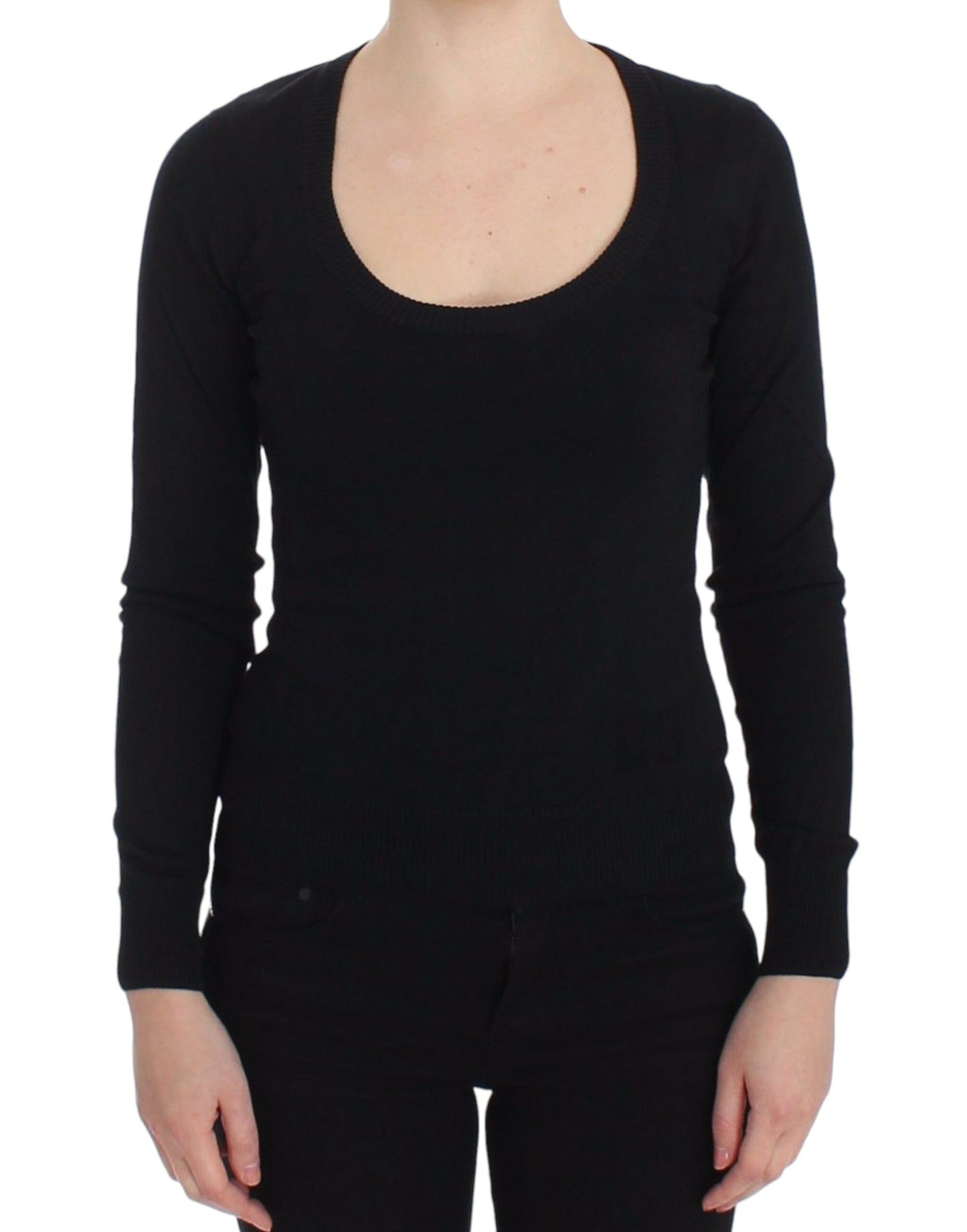 Dolce & Gabbana Elegant Black Deep Crewneck Sweater