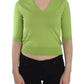 Dolce & Gabbana Emerald Green Wool V-Neck Pullover