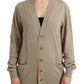 Ermanno Scervino Beige Deep V-Neck Luxury Cardigan