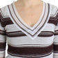 Ermanno Scervino Striped V-Neck Knit Top with Lace Hem