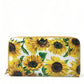 Dolce & Gabbana Sunflower Print Leather Continental Wallet