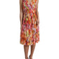 Dolce & Gabbana Elegant Floral Silk Midi Dress with V-Neck