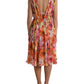 Dolce & Gabbana Elegant Floral Silk Midi Dress with V-Neck