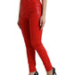 Dolce & Gabbana Elegant High-Waist Stretch Denim in Red