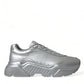 Dolce & Gabbana Elegant Silver Calfskin Leather Sneakers