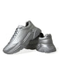 Dolce & Gabbana Elegant Silver Calfskin Leather Sneakers