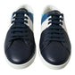 Dolce & Gabbana Chic White and Blue Leather Low-Top Sneakers