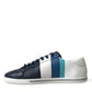 Dolce & Gabbana Chic White and Blue Leather Low-Top Sneakers