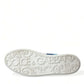 Dolce & Gabbana Chic White and Blue Leather Low-Top Sneakers