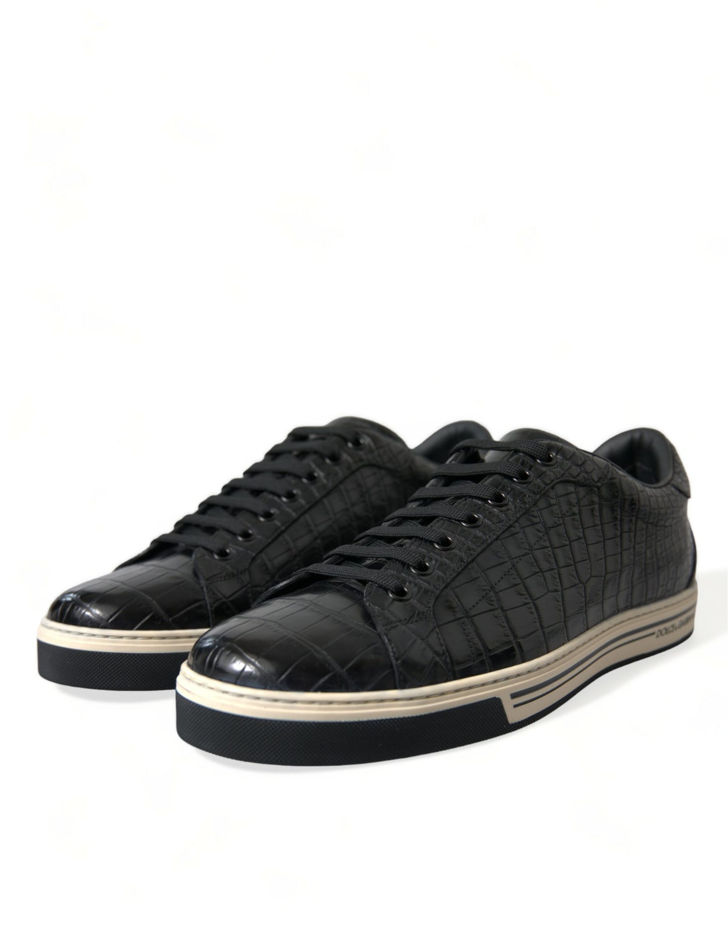 Dolce & Gabbana Elegant Black Crocodile Leather Low-Top Sneakers