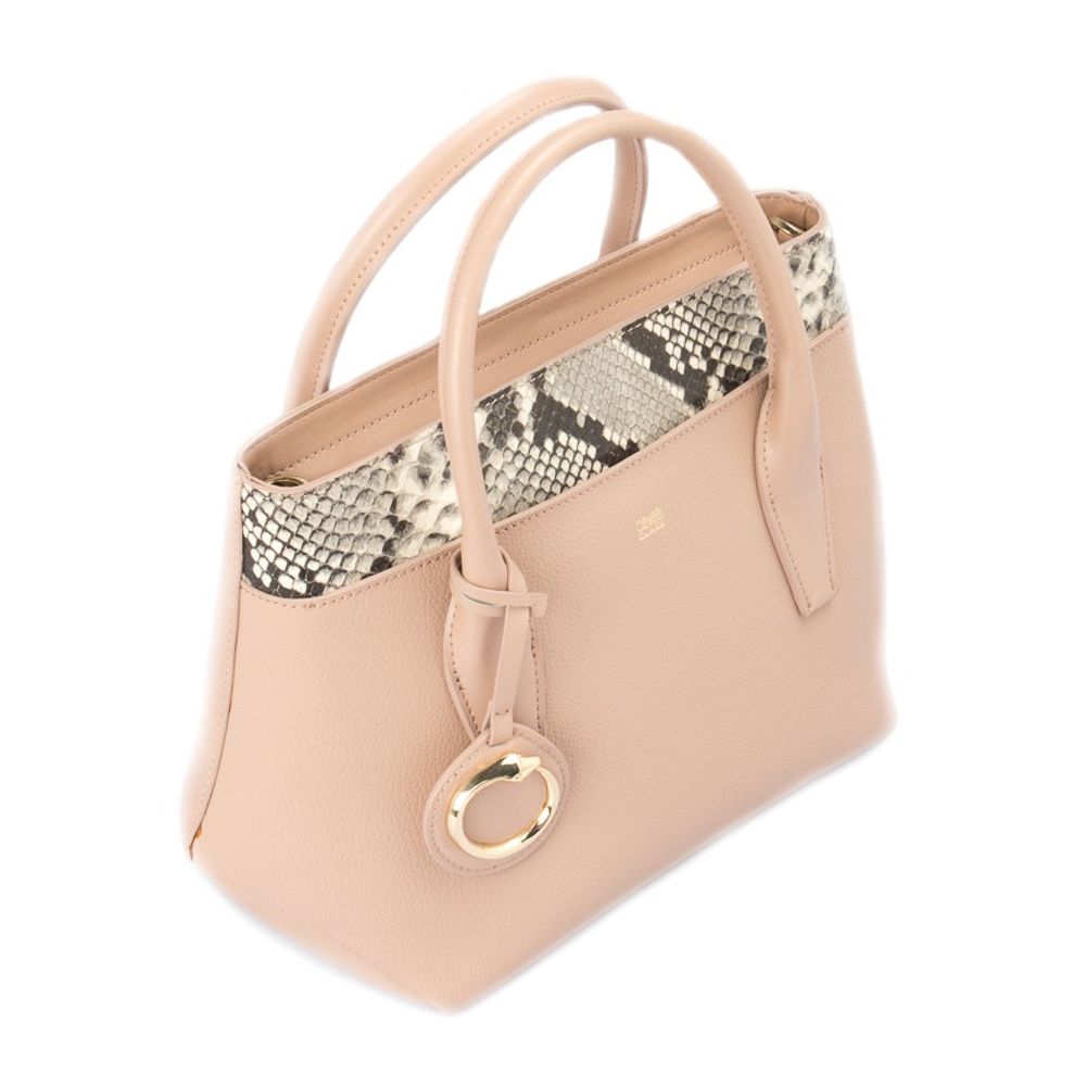 Cavalli Class Elegant Leather Handbag with Exotic Python Print