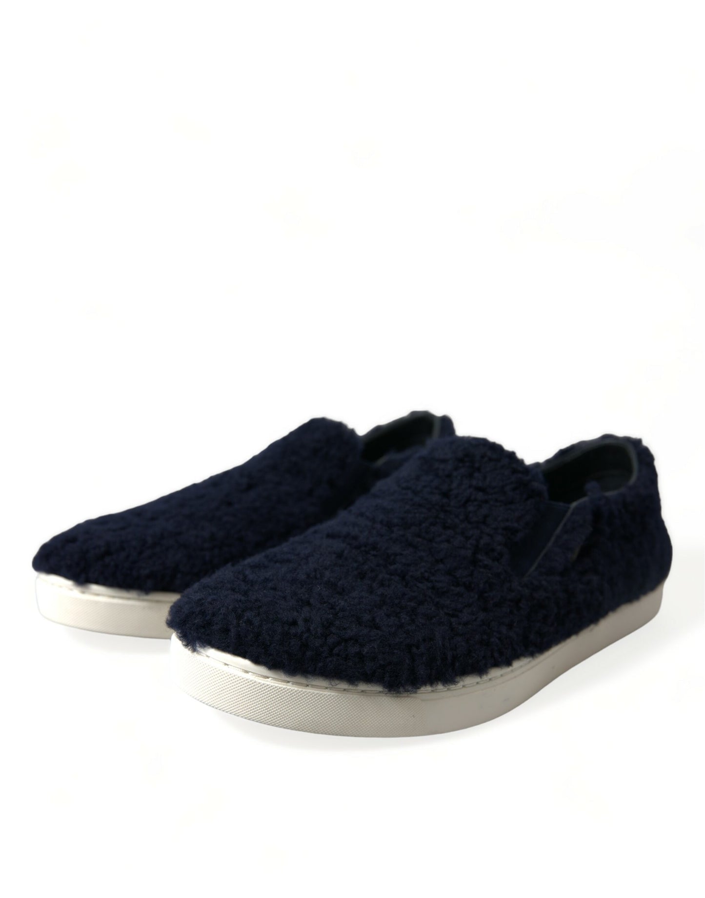 Dolce & Gabbana Elegant Shearling Slip-On Sneakers in Blue