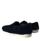 Dolce & Gabbana Elegant Shearling Slip-On Sneakers in Blue