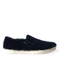 Dolce & Gabbana Elegant Shearling Slip-On Sneakers in Blue