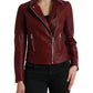 Dolce & Gabbana Bordeaux Biker Leather Jacket