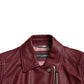 Dolce & Gabbana Bordeaux Biker Leather Jacket