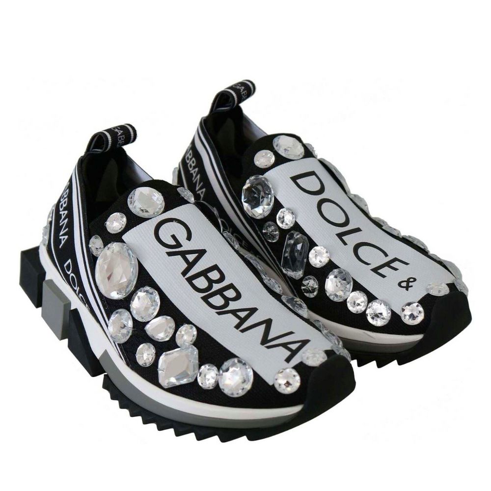 Dolce & Gabbana Elegant Stretch Jewel Sneakers in White