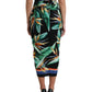 Dolce & Gabbana Black Strelitzia High Waist Wrap Midi Skirt