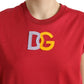 Dolce & Gabbana Elegant Red Cotton Crew Neck Tank Top