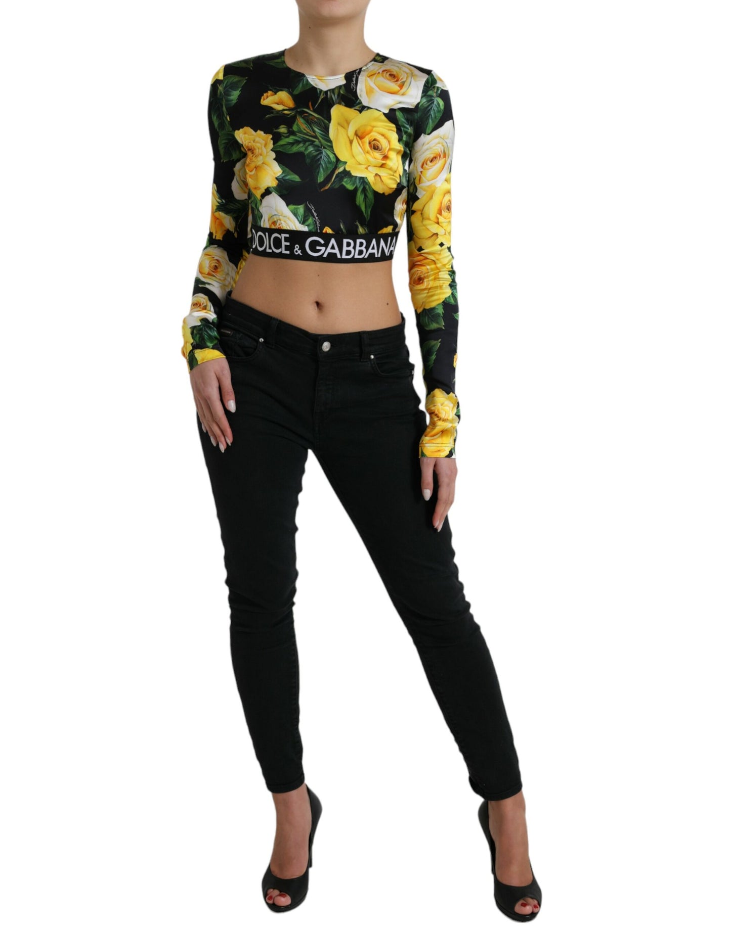 Dolce & Gabbana Elegant Floral Cropped Blouse