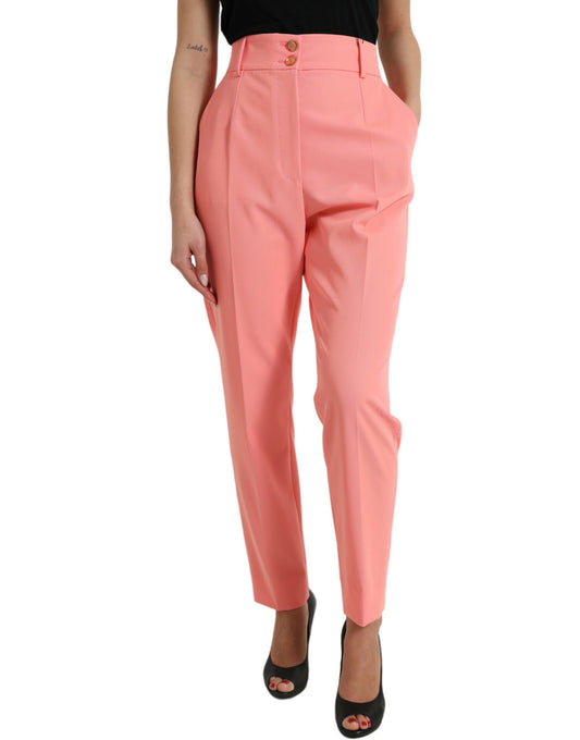 Dolce & Gabbana Elegant High Waist Tapered Pants in Pink