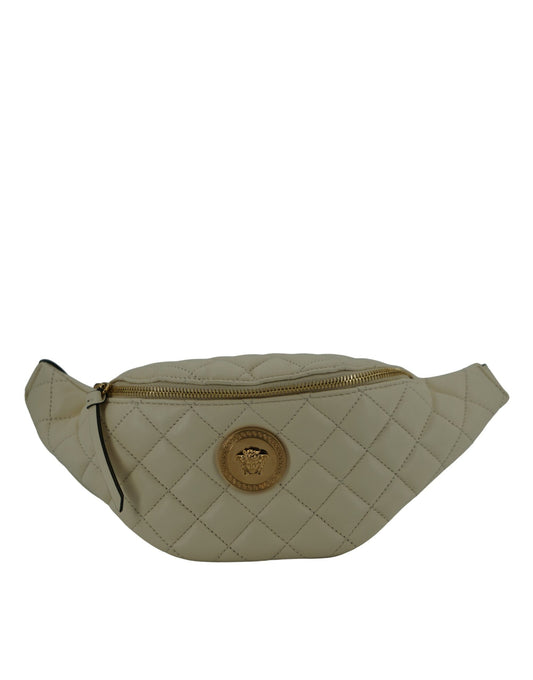 Versace Elegant White Lamb Leather Belt Bag