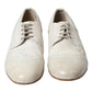 Dolce & Gabbana Elegant White Leather Brogue Dress Shoes