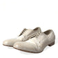 Dolce & Gabbana Elegant White Leather Brogue Dress Shoes