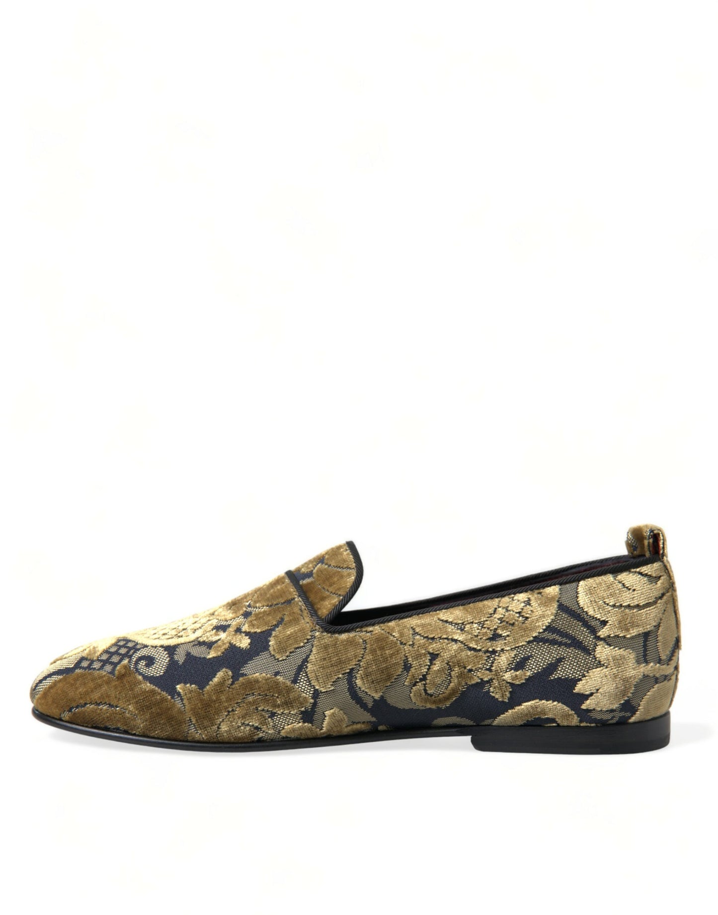 Dolce & Gabbana Opulent Gold Velvet Smoking Slippers