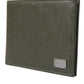 Dolce & Gabbana Elegant Olive Green Leather Bifold Wallet