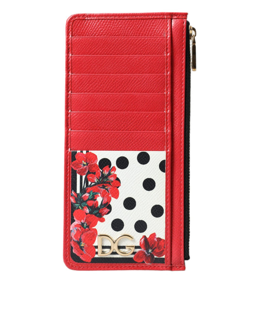 Dolce & Gabbana Elegant Floral Zippered Card Holder Wallet