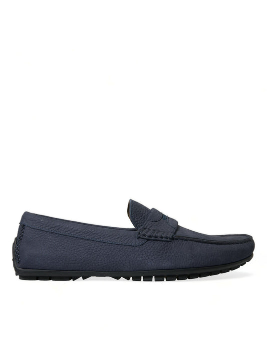 Dolce & Gabbana Elegant Blue Leather Moccasin Shoes