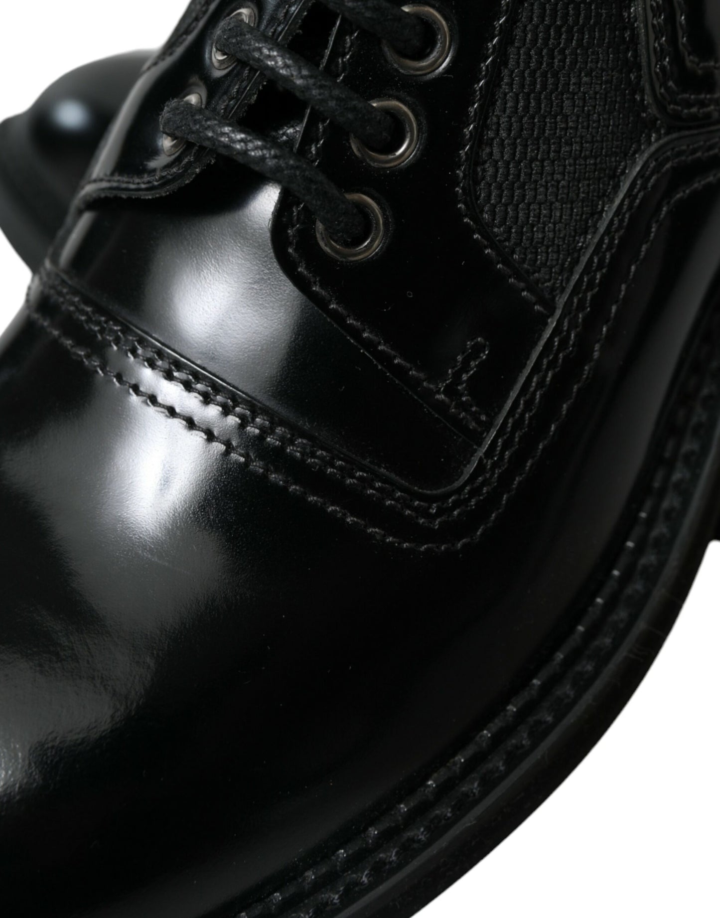 Dolce & Gabbana Elegant Black Leather Derby Dress Shoes